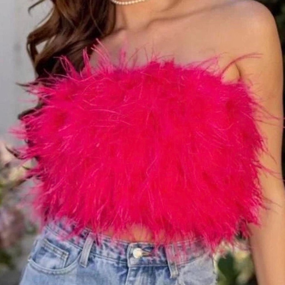 Altard state NEW fuchsia feather crop top